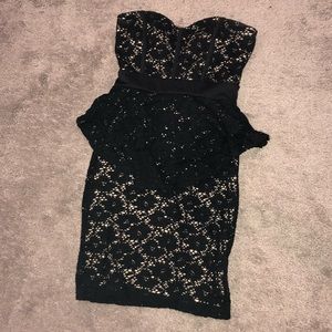 Black and Tan lace bodycon dress